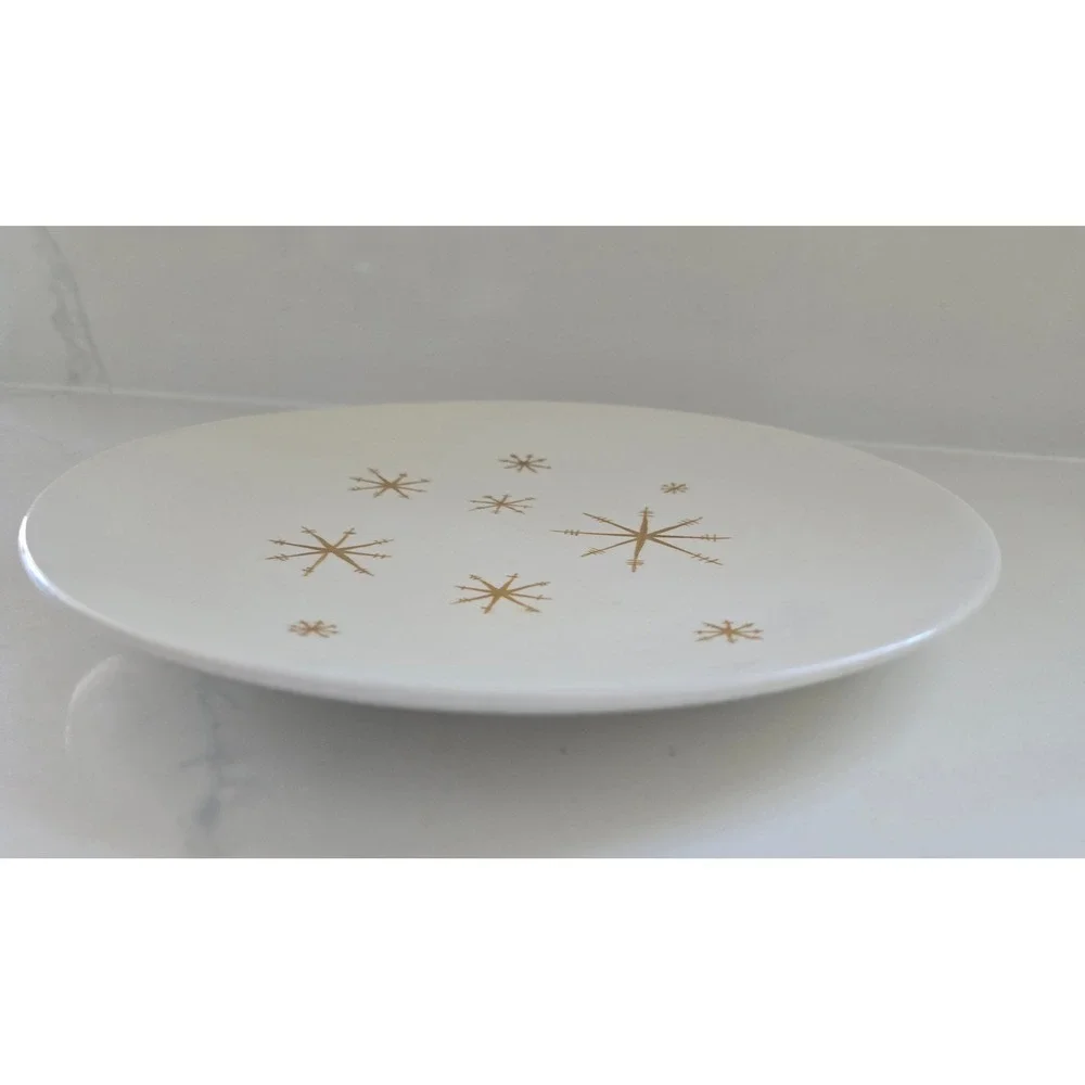 Royal China‎ Star Glow 10 in Plate Mid Century Modern Atomic Starburst Gold MCM